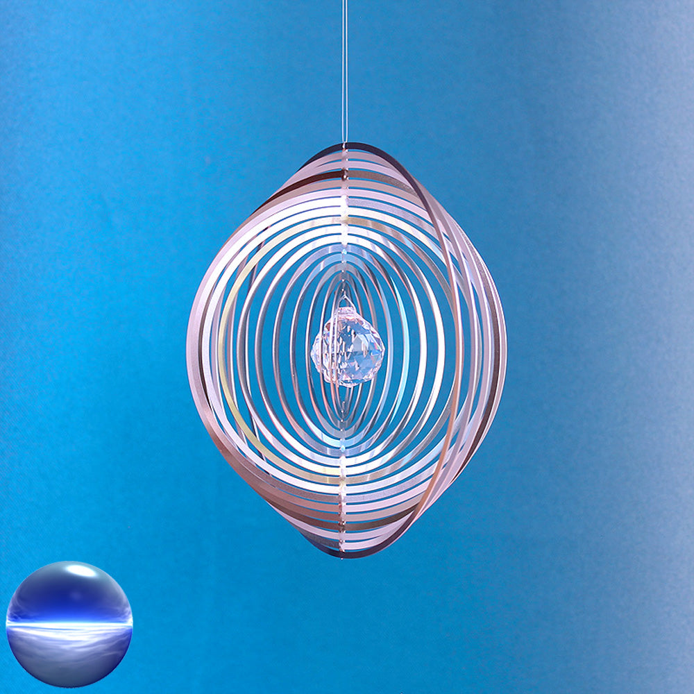 Windspiel Edelstahl - Spirale Ringe Glaskugel 20mm