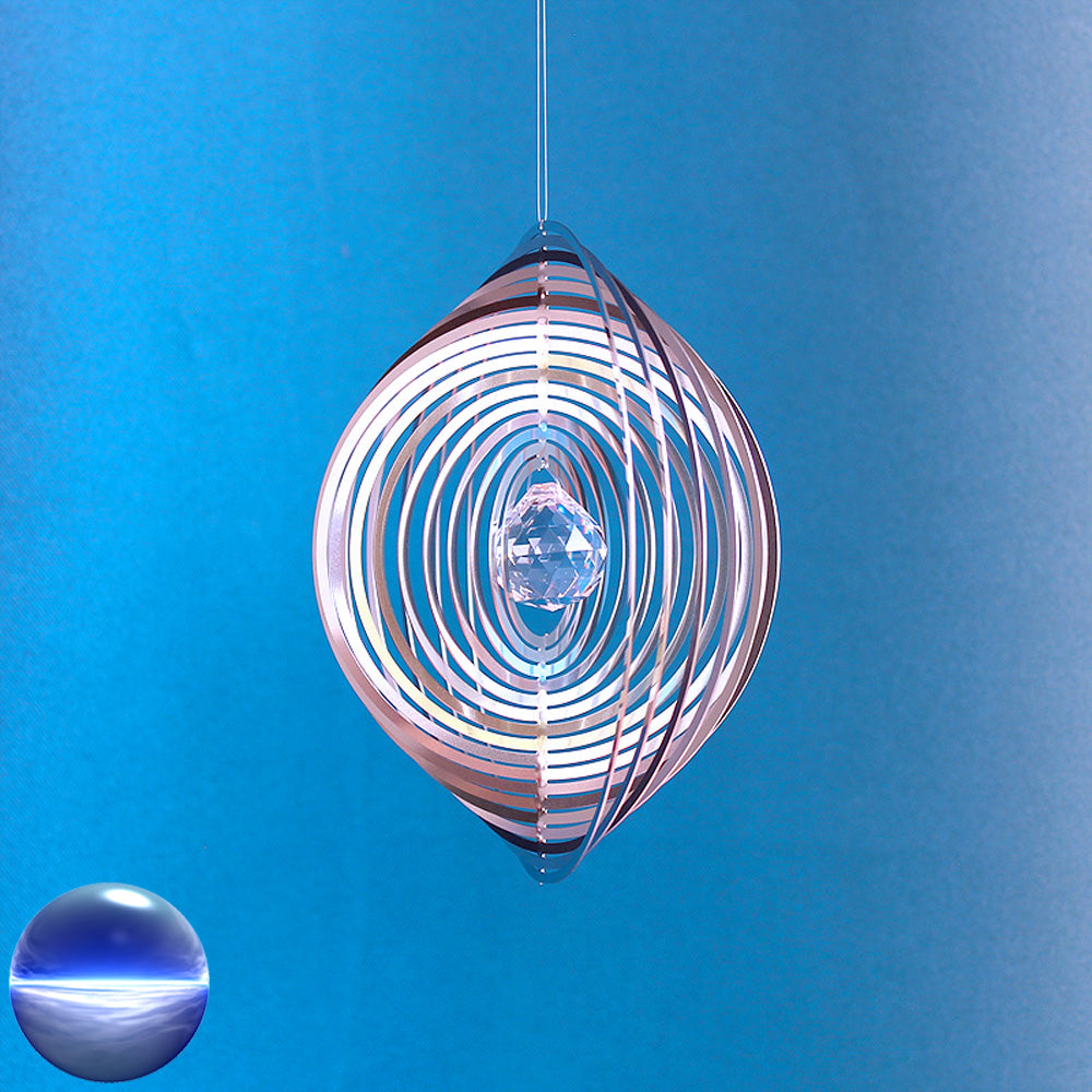 Windspiel Edelstahl - Spirale Ringe Glaskugel 20mm