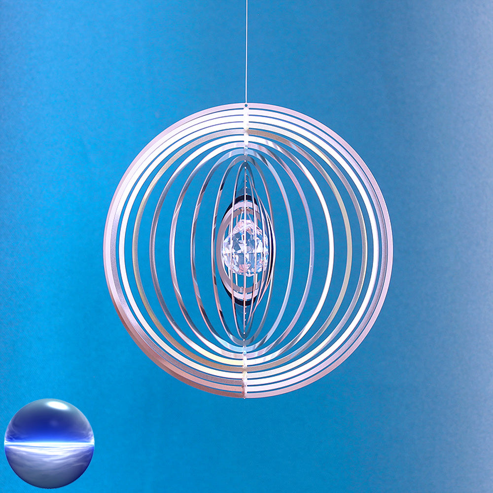 Windspiel Edelstahl - Spirale Ringe Glaskugel 20mm