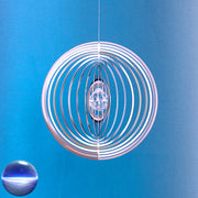 Windspiel Edelstahl - Spirale Ringe Glaskugel 20mm