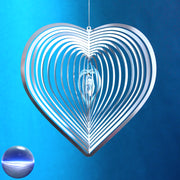 Windspiel Edelstahl - Spirale Herz | mit facettierter Kugel