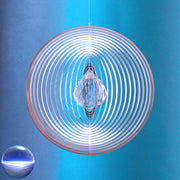 Windspiel Edelstahl - Spirale Ringe Glas-Kugel 40mm
