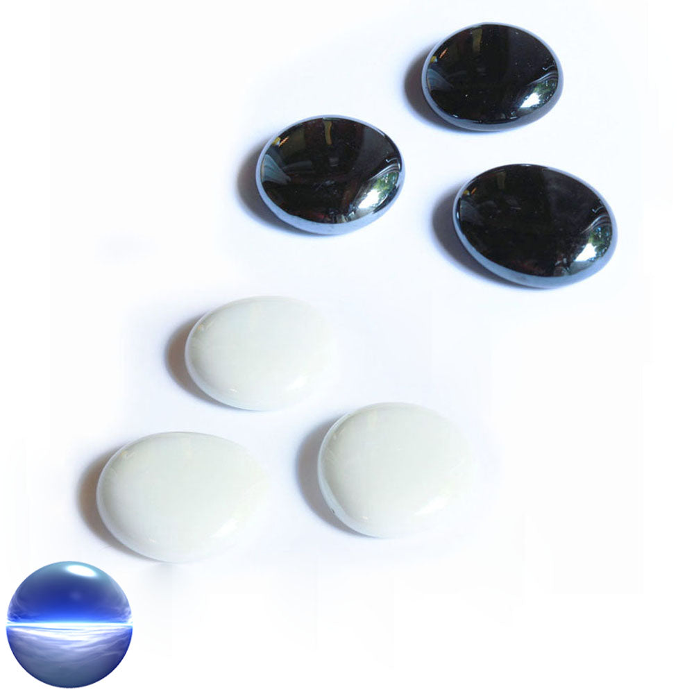 Glasnuggets - 30mm Mix schwarz-weiss opak irisierend