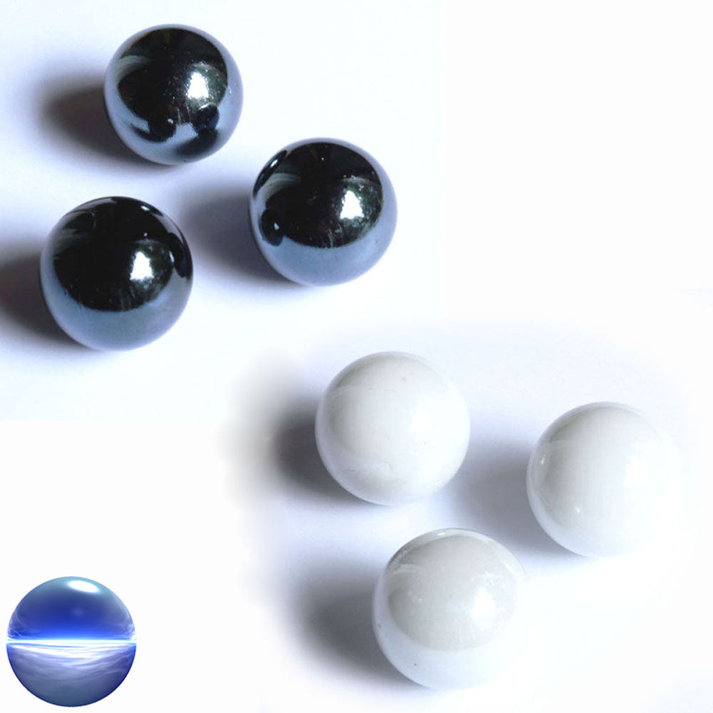 Glasmurmeln - 25mm opak irisiernd schwarz-weiss perlmutt