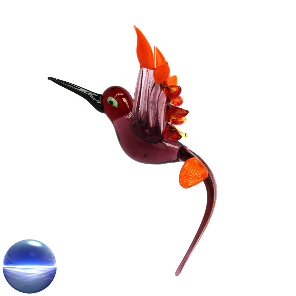 Kolibri aus Glas violett-orange-rot