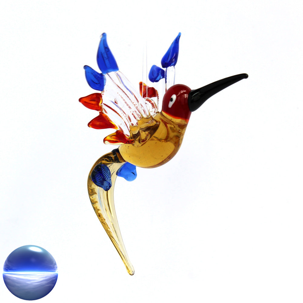 Kolibri aus Glas gelb-blau-rot