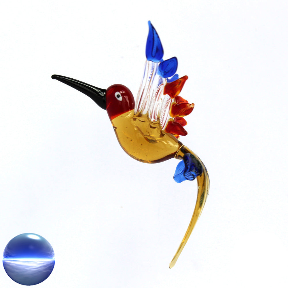 Kolibri aus Glas gelb-blau-rot