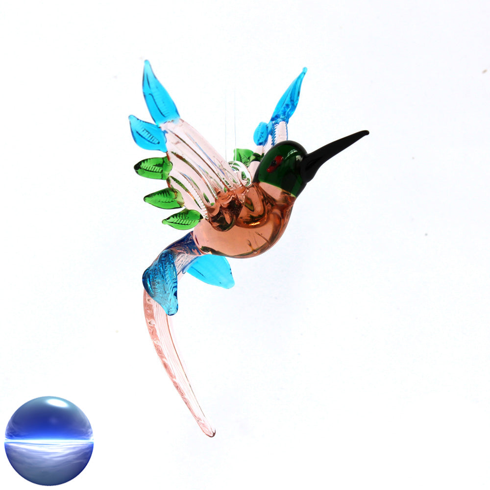 Kolibri aus Glas rosa-türkis-grün