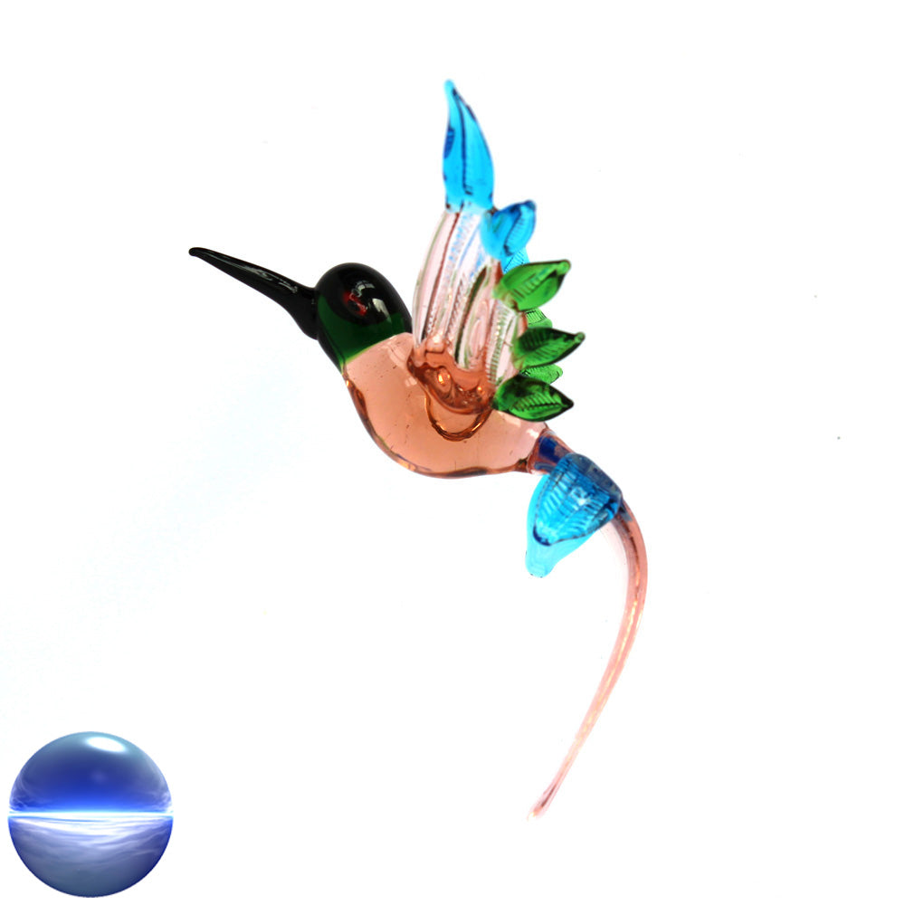 Kolibri aus Glas rosa-türkis-grün