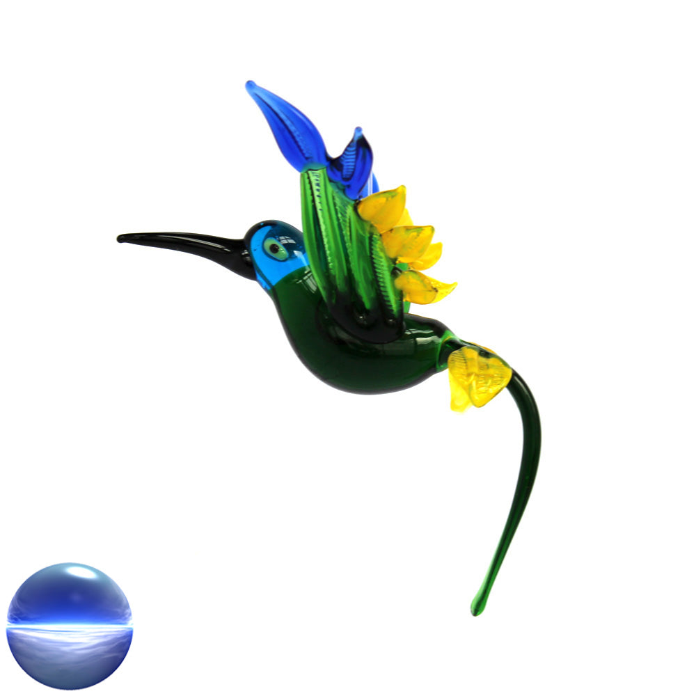 Kolibri aus Glas grün-blau-gelb