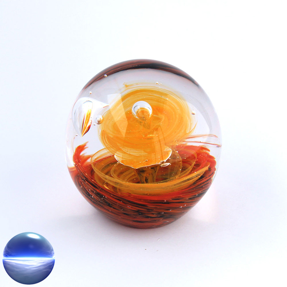 Briefbeschwerer Glas orange rot schwarz klein