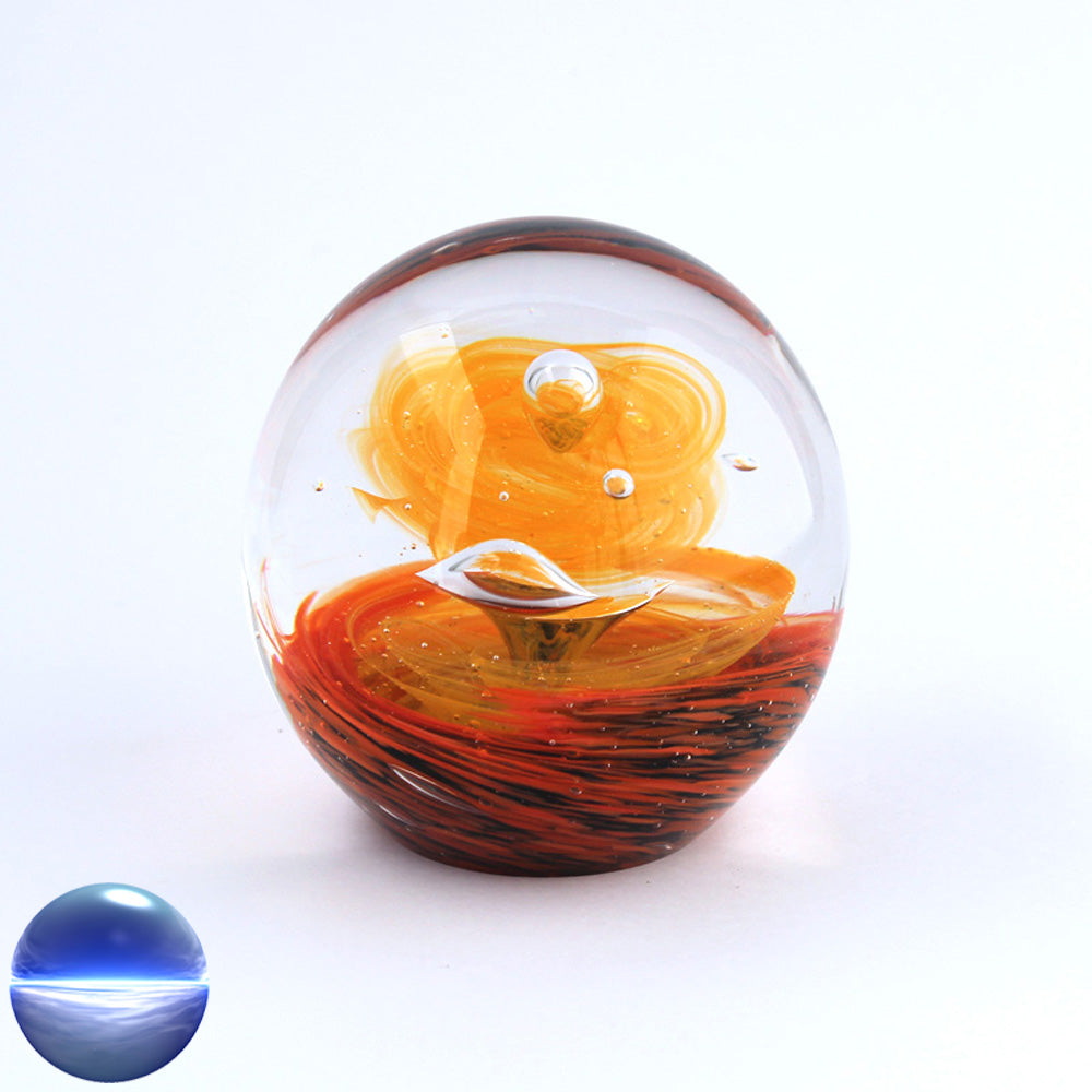 Briefbeschwerer Glas orange rot schwarz klein