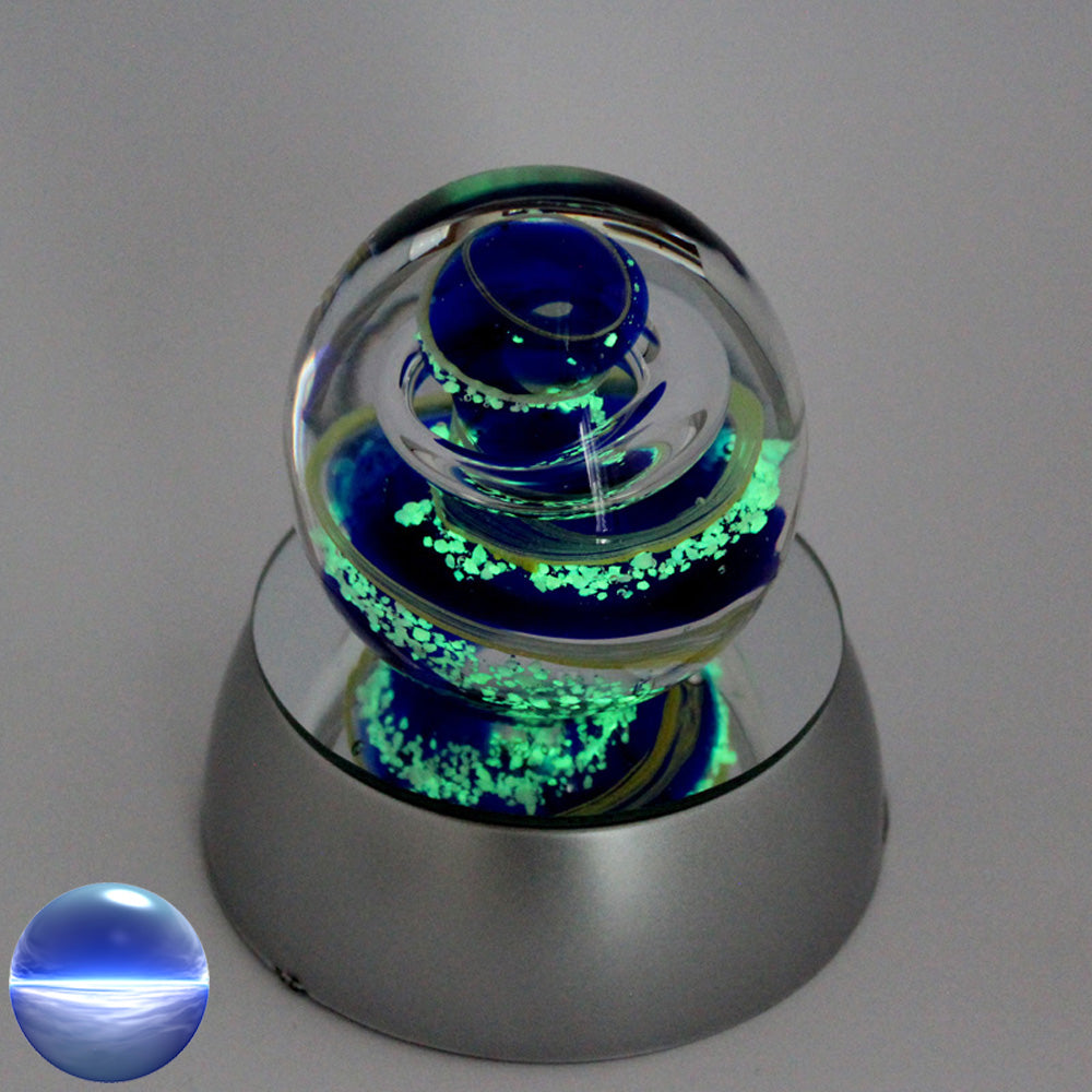 Briefbeschwerer Glas blau gelb klein