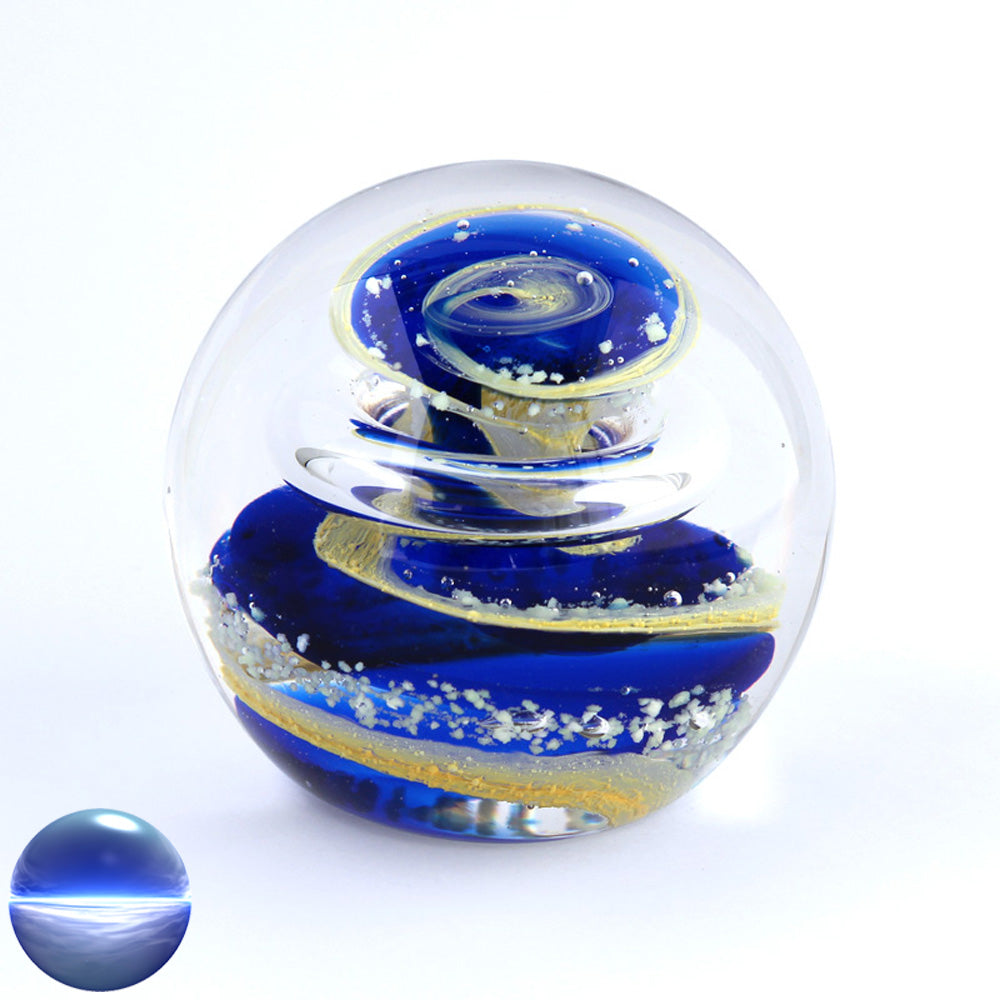 Briefbeschwerer Glas blau gelb mittel