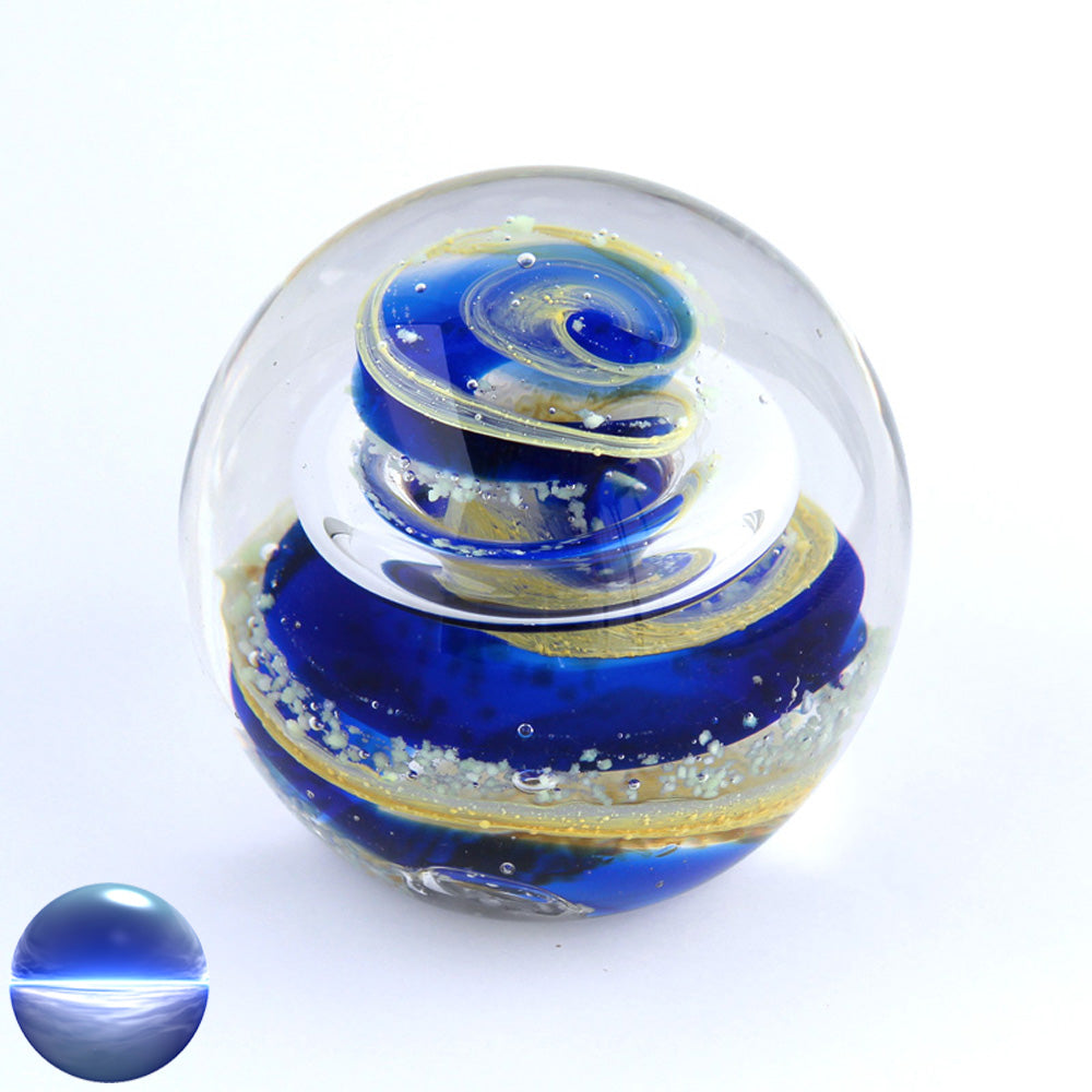 Briefbeschwerer Glas blau gelb mittel
