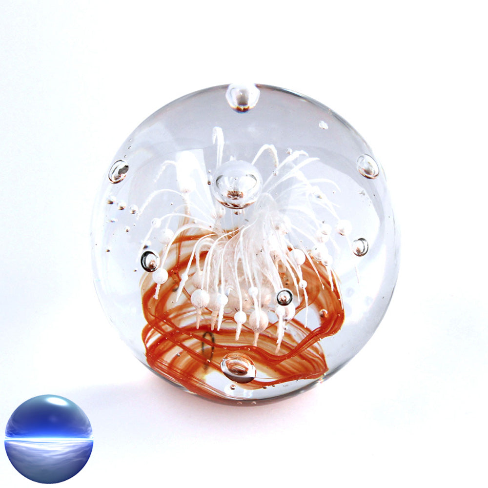 Briefbeschwerer Glas orange weiss mittel