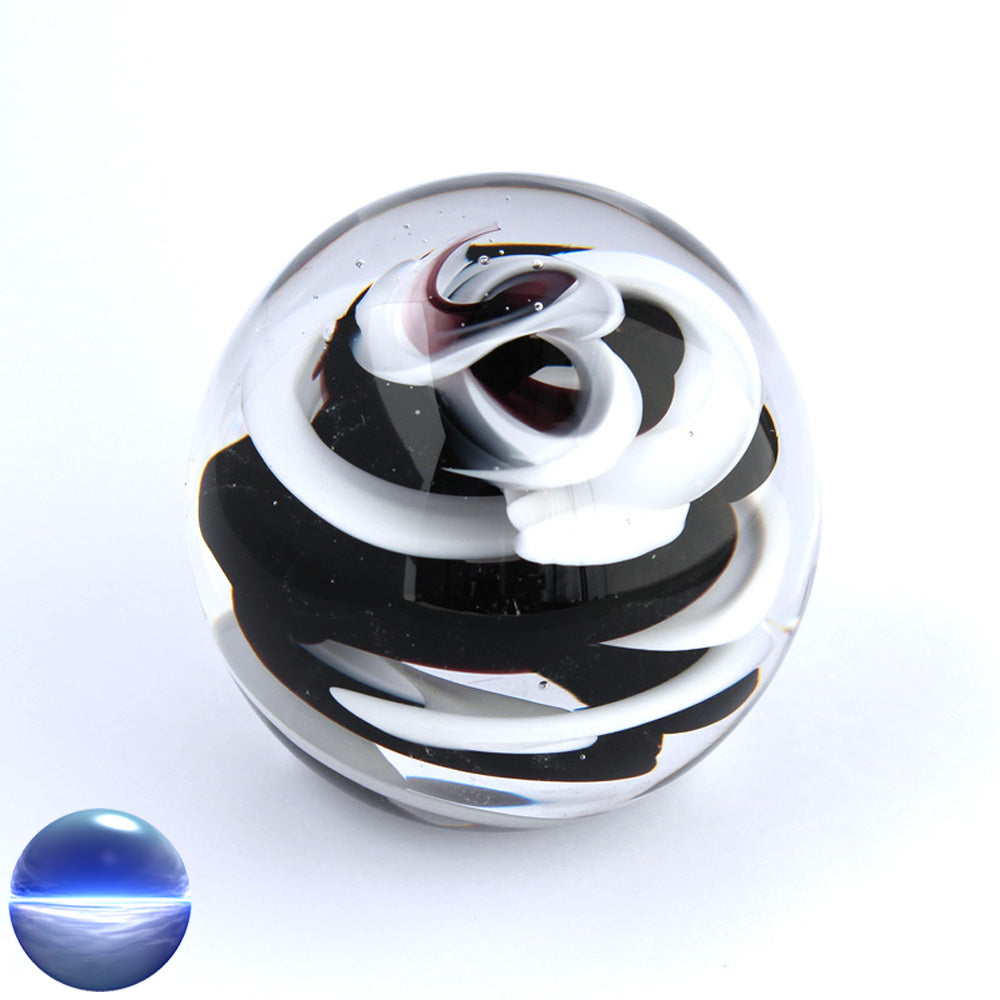 Briefbeschwerer Glas Spirale schwarz weiss mittel