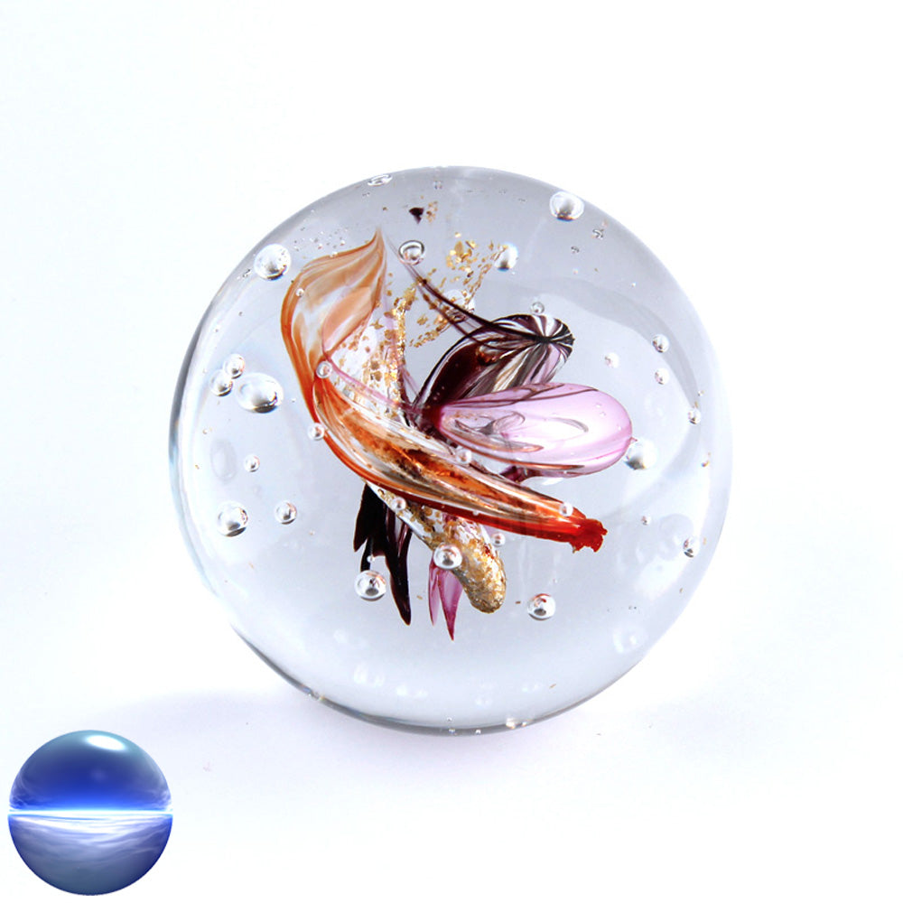 Briefbeschwerer Glas orange lila gold mittel