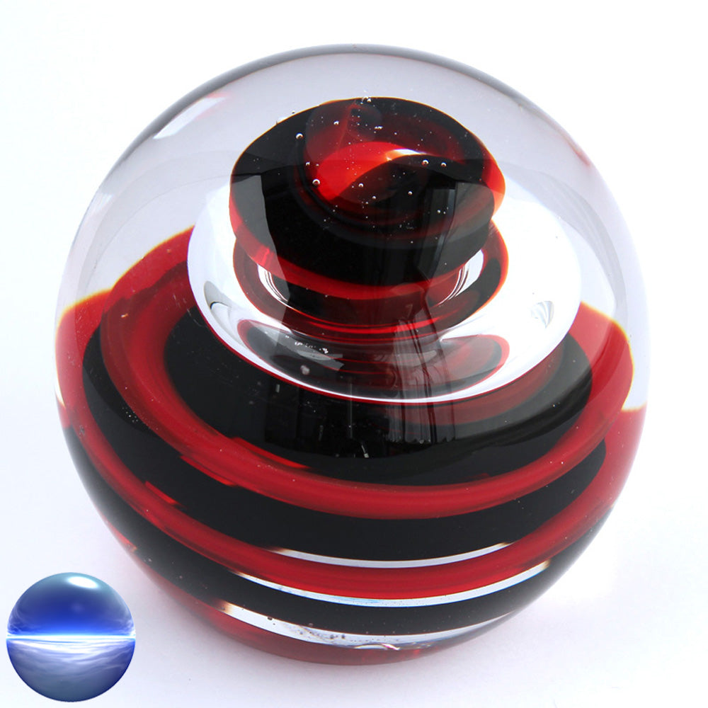 Briefbeschwerer Glas rot schwarz gross