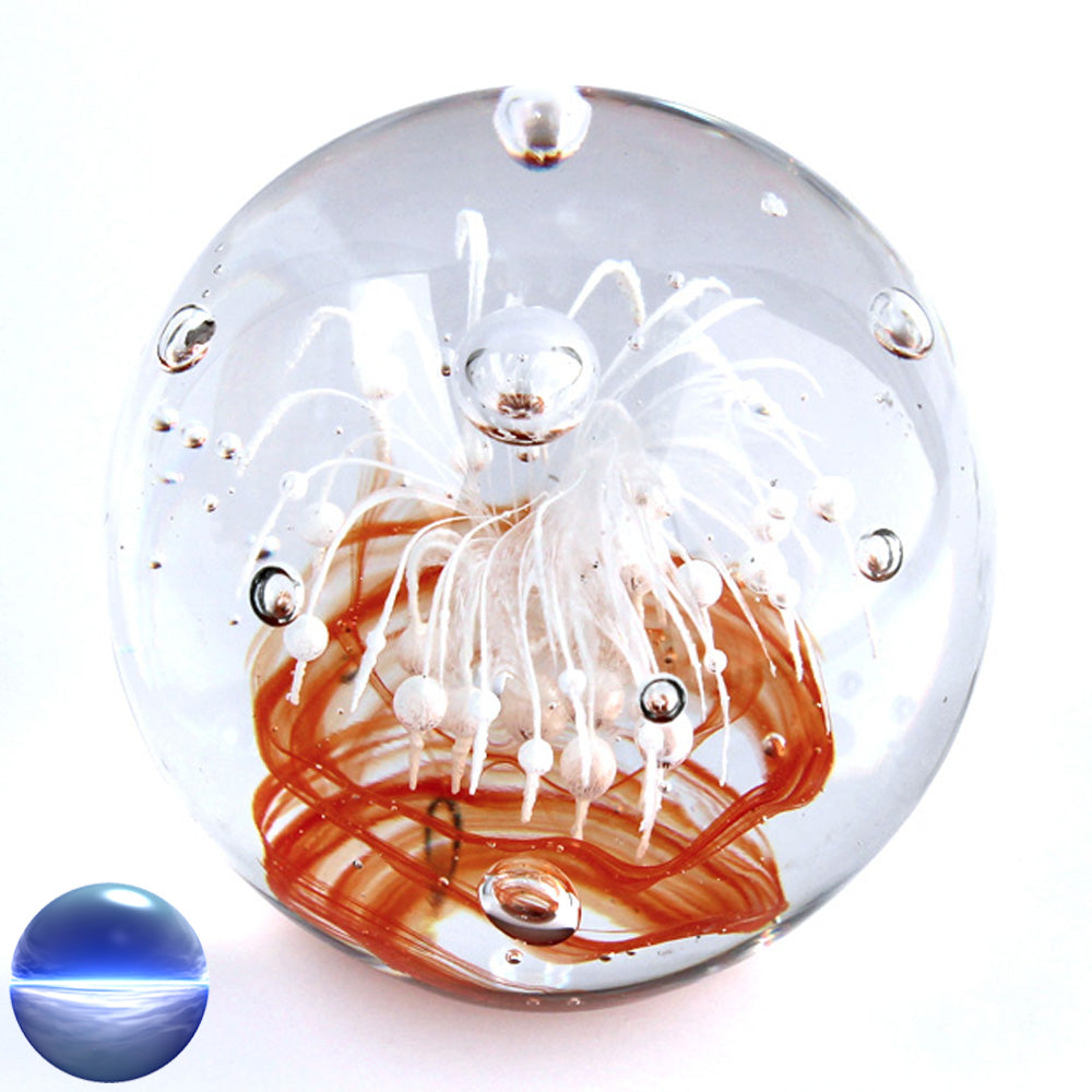 Briefbeschwerer Glas - orange weiss gross