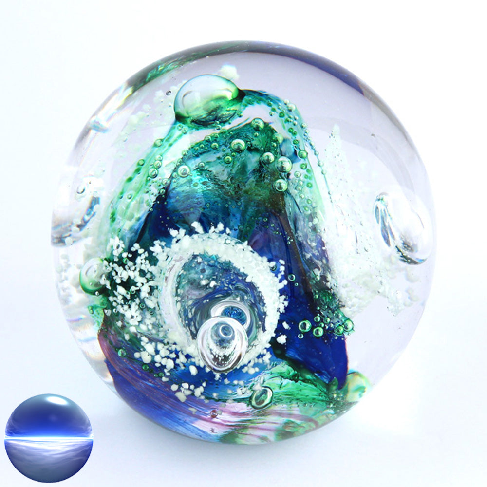 Briefbeschwerer Glas - grün blau weiss gross
