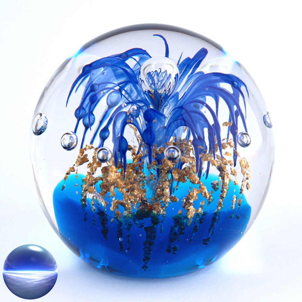 Briefbeschwerer Glas - blau gold gross