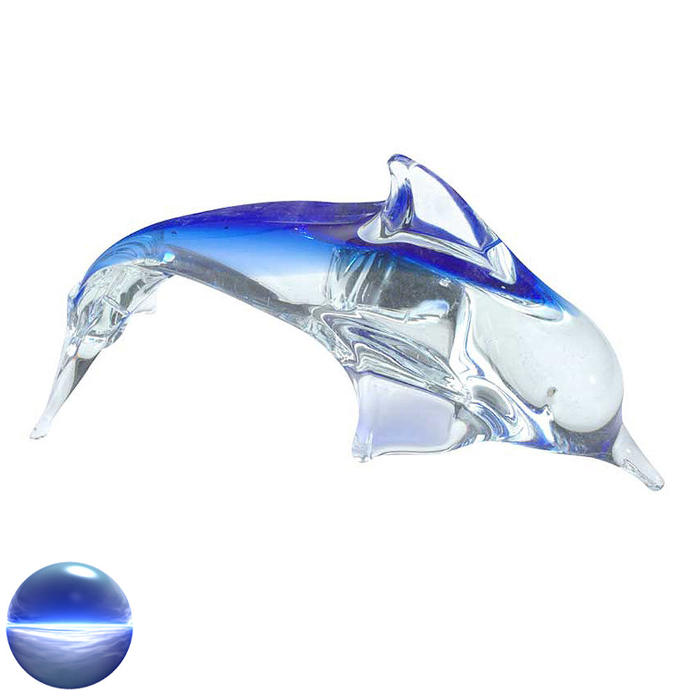 Springender Delfin Glas blau 10cm