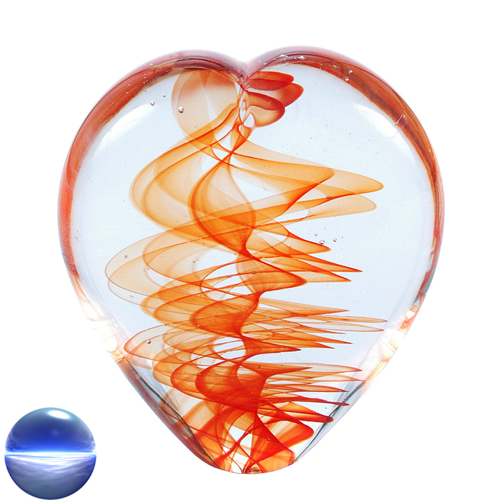 Briefbeschwerer Glas Herz rote Spirale 10cm