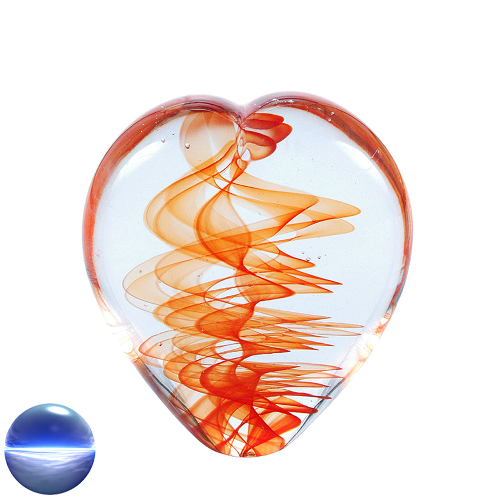 Briefbeschwerer Glas Herz rote Spirale 8cm
