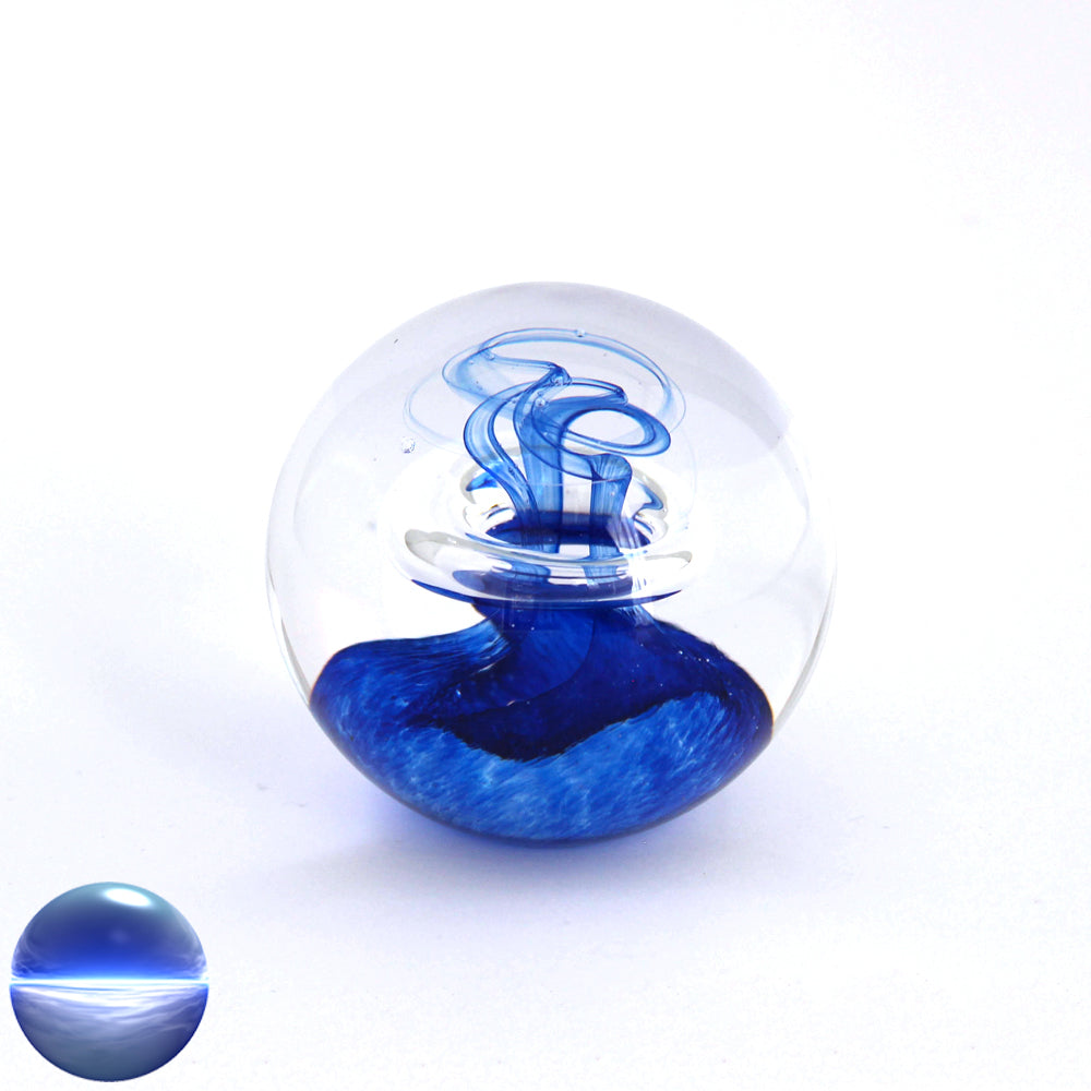 Briefbeschwerer Glas - blau & klarem Ring | mit Standfläche