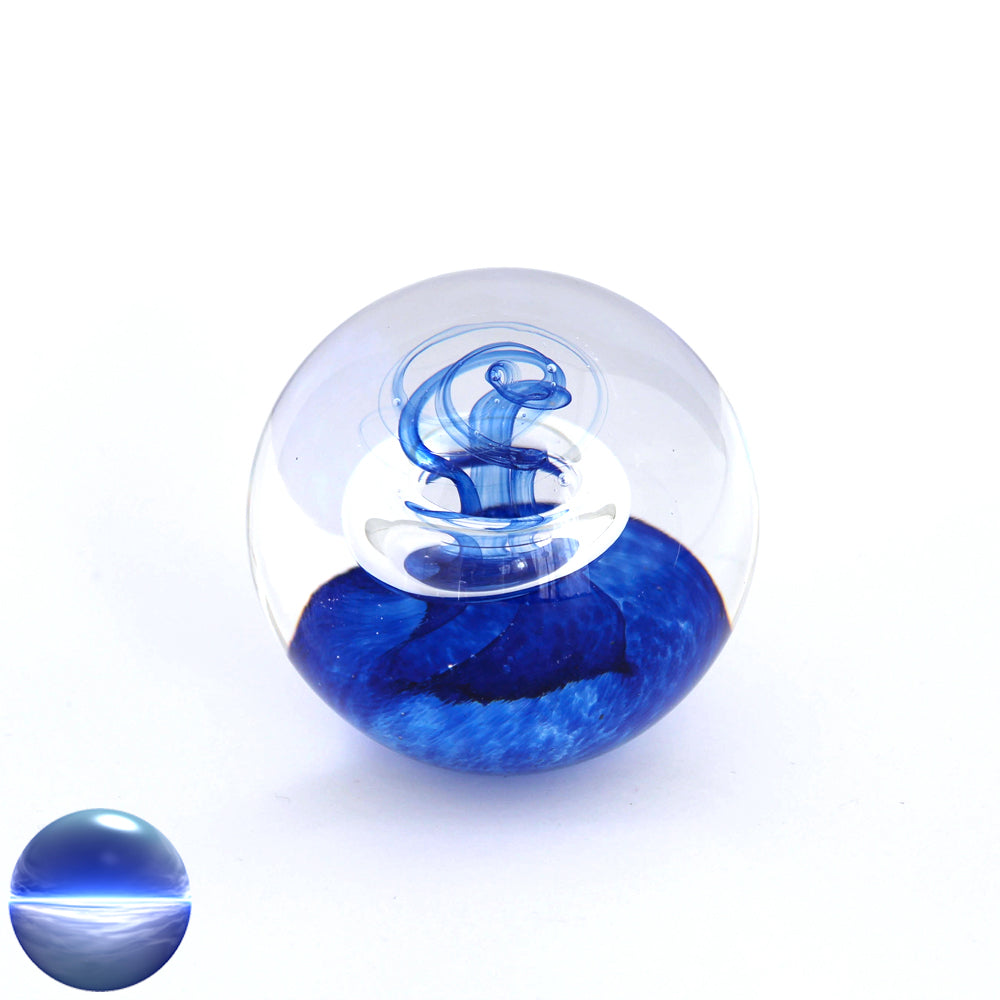 Briefbeschwerer Glas - blau Ring 6cm