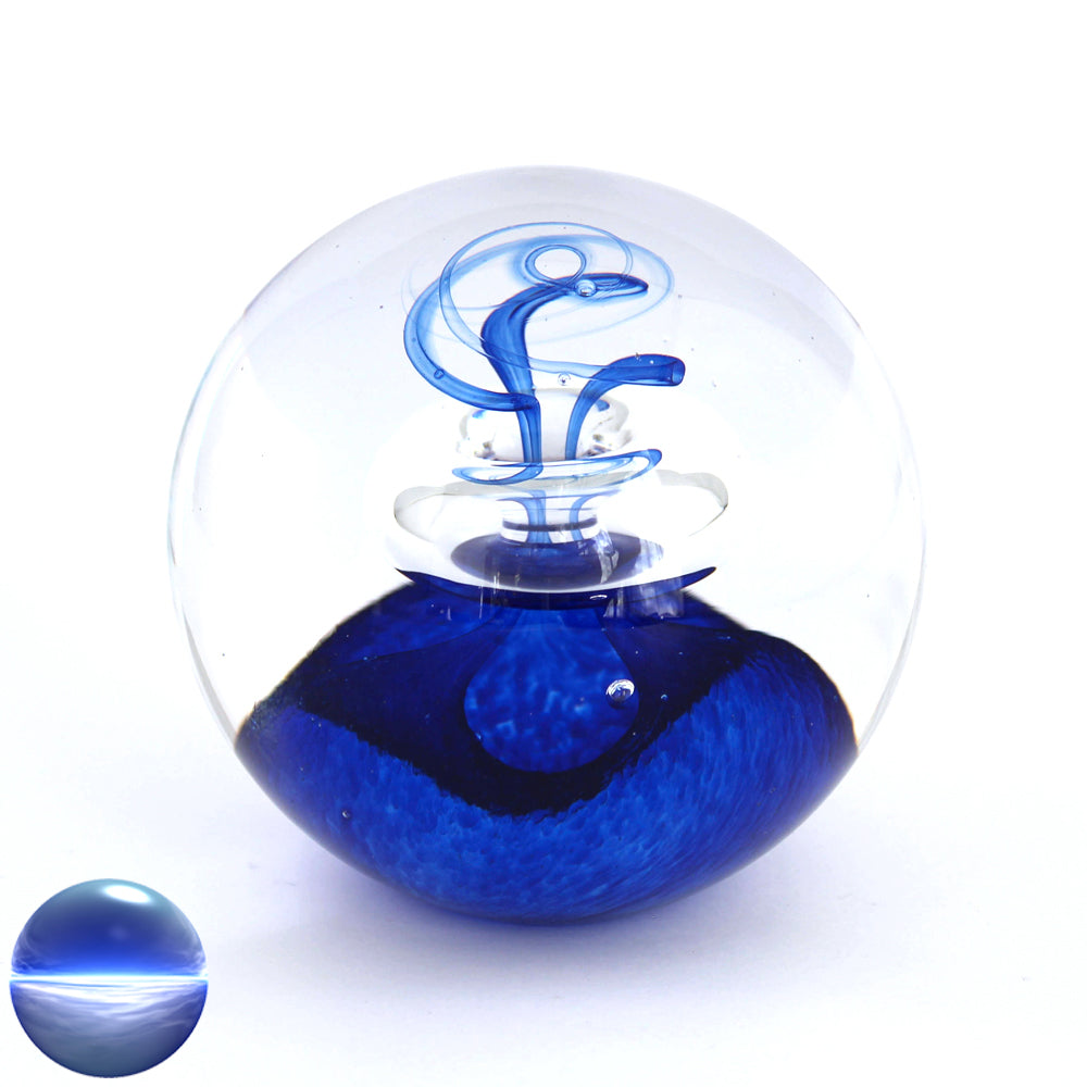 Briefbeschwerer Glas - blau Ring 8cm
