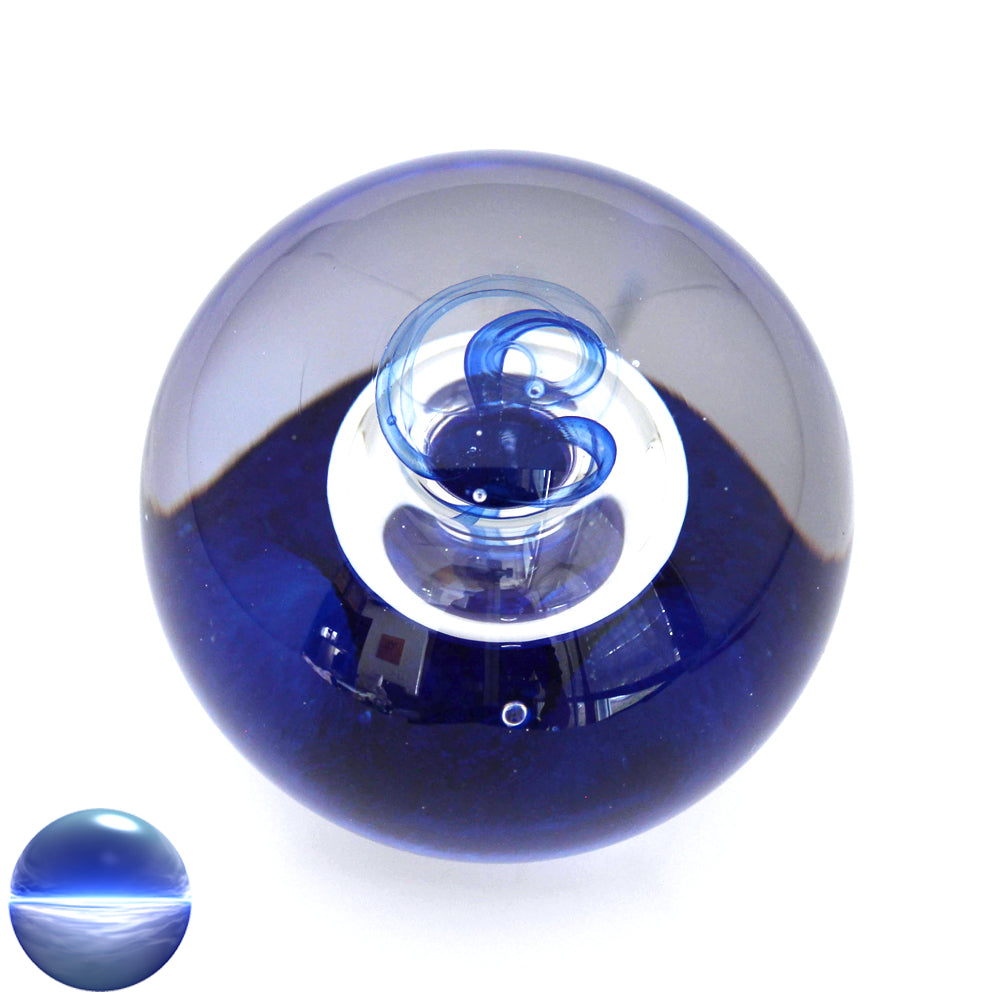 Briefbeschwerer Glas - blau Ring 8cm
