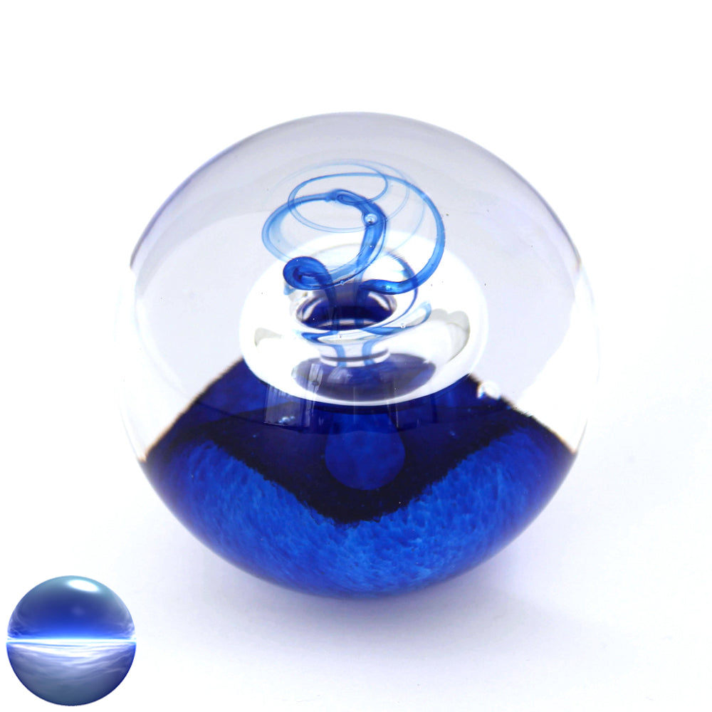 Briefbeschwerer Glas - blau & klarem Ring | mit Standfläche