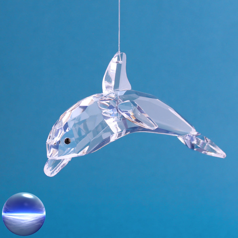 Delfin Glas - klar 10 cm | facettiert geschliffen