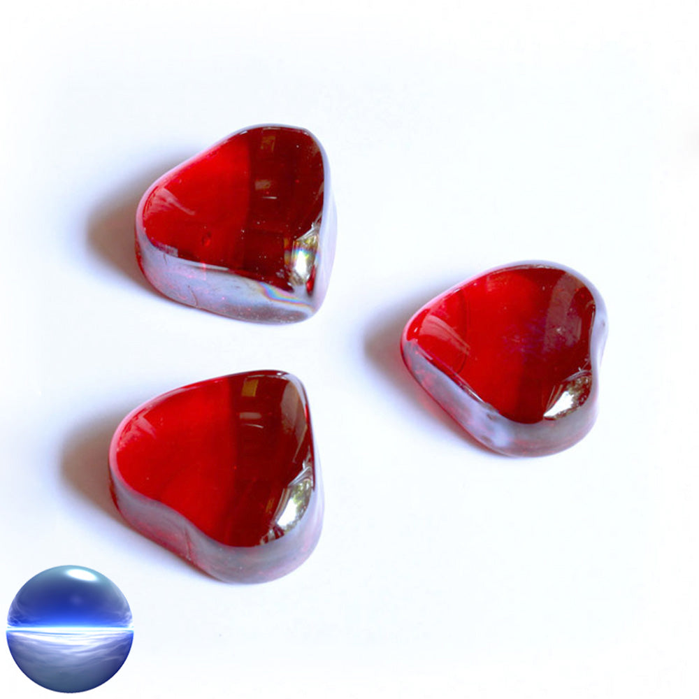 Glas-Herzen - rot irisierend