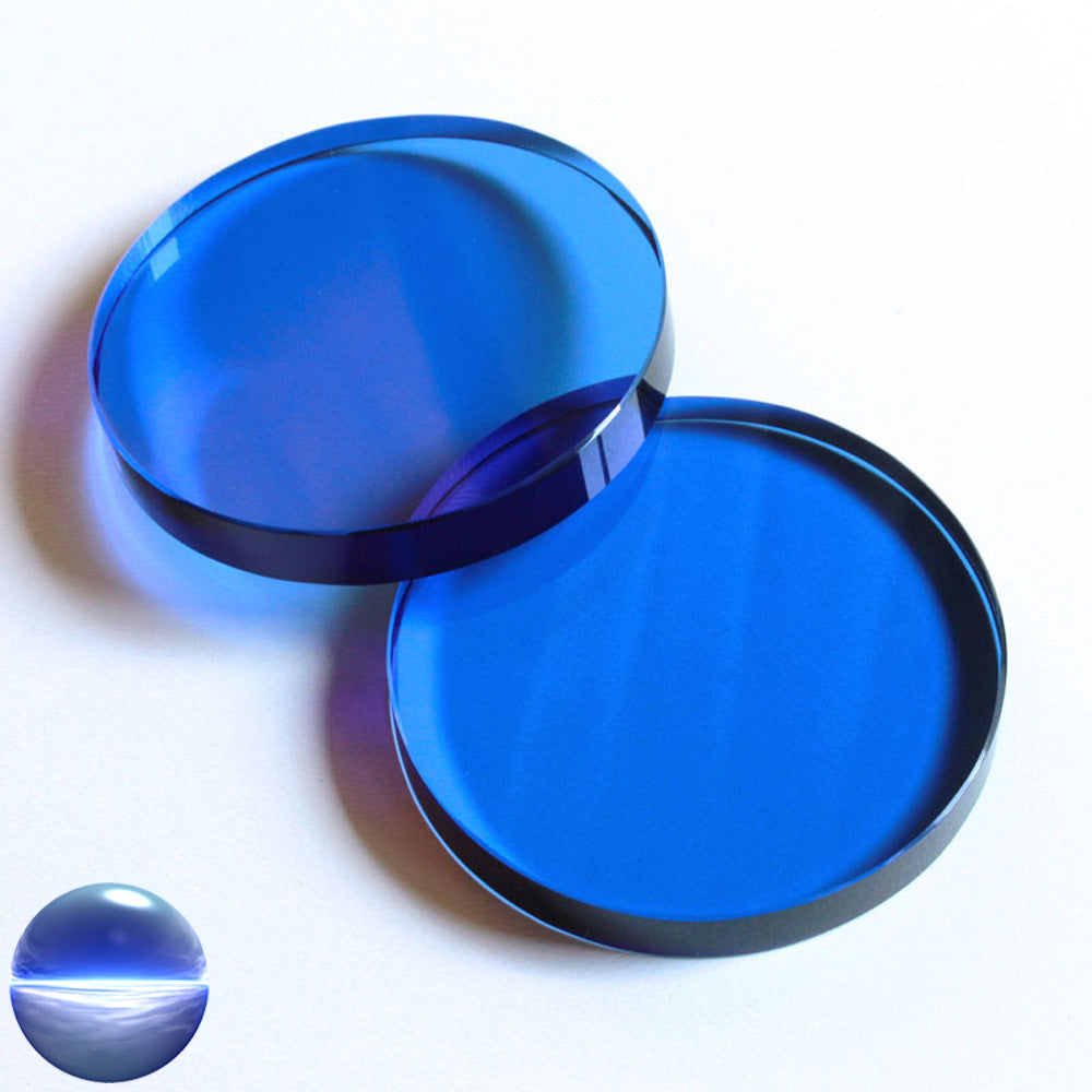 Kristallglasscheibe - rund blau 60 mm