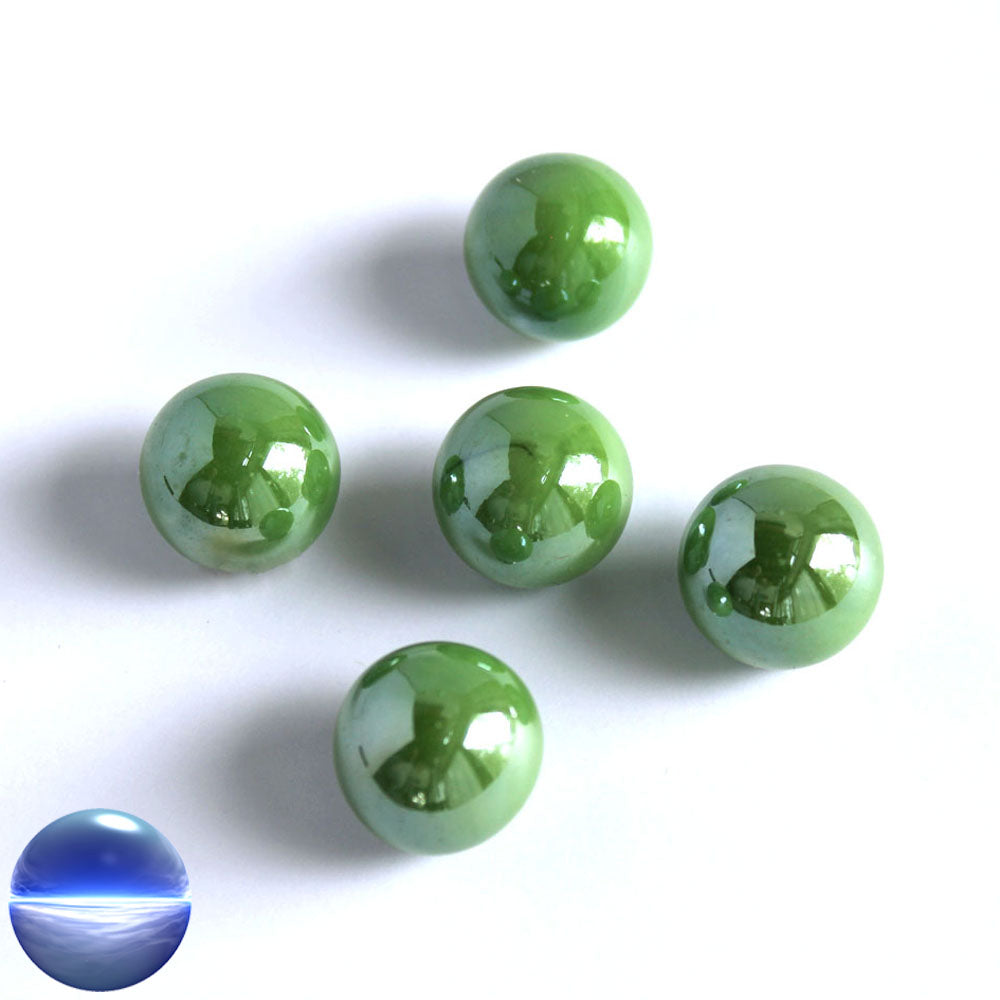 Glasmurmeln - grün opak irisierend 16mm