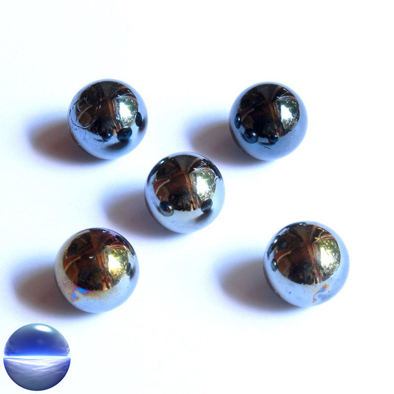Glasmurmeln - schwarz opak irisierend 16mm
