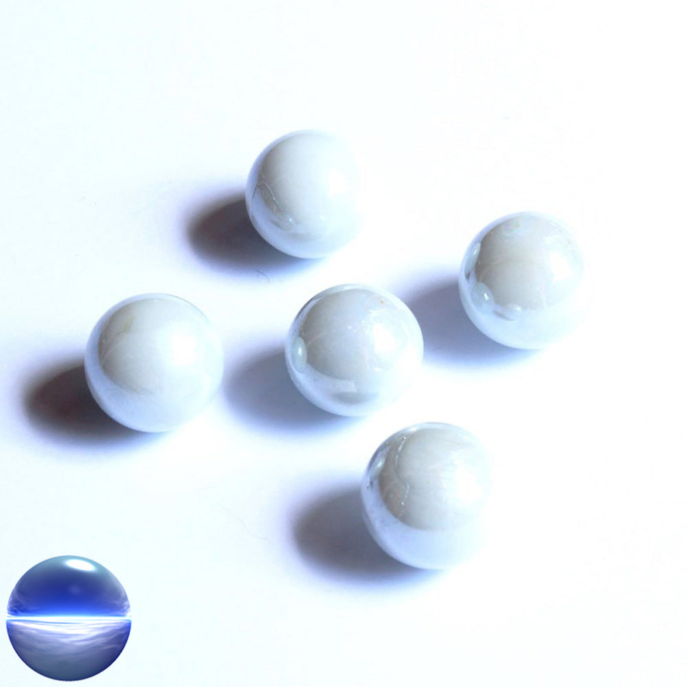 Glasmurmeln -  perlmutt weiss opak irisiernd 16mm