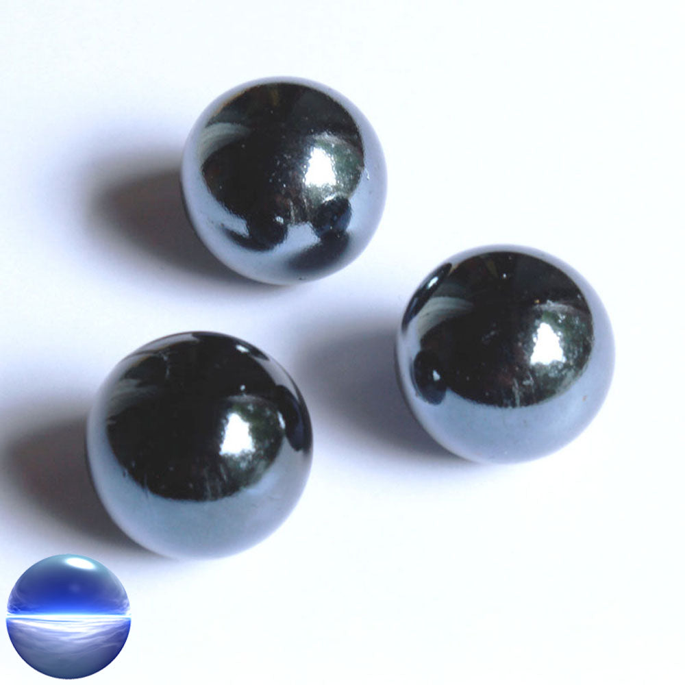 Glasmurmeln - schwarz opak irisierend 25mm