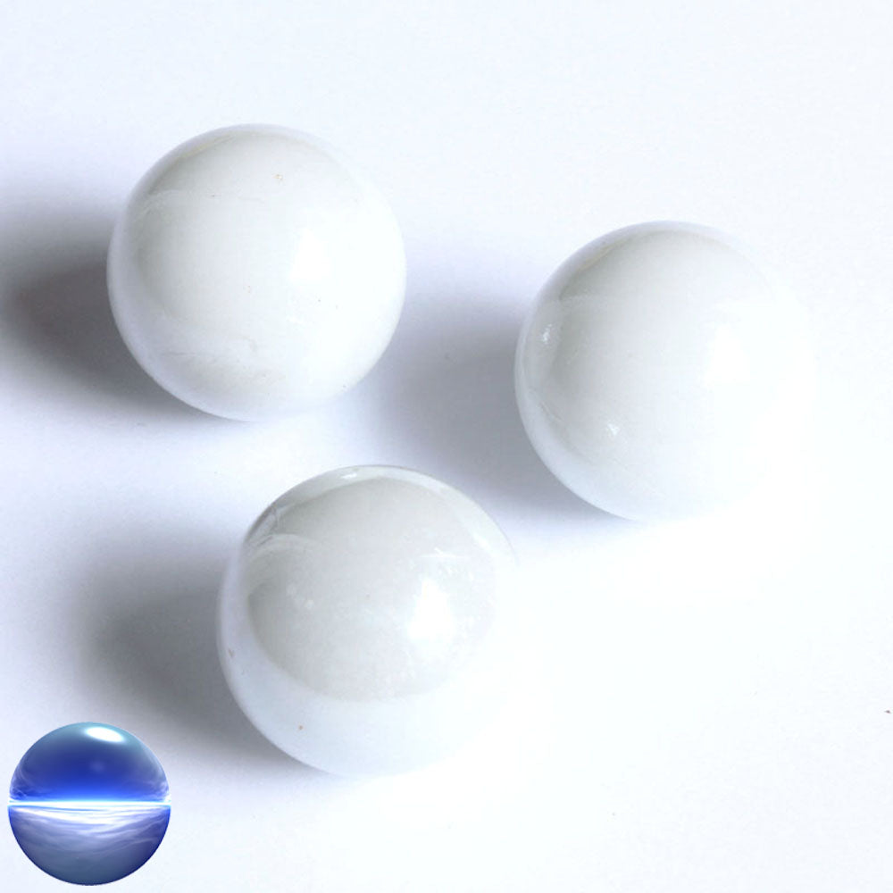Glasmurmeln - weiss perlmutt opak irisierend 25mm