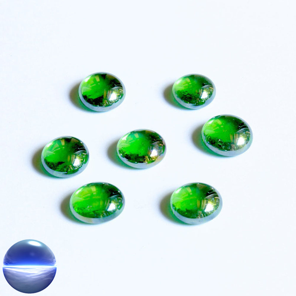 Glasnuggets - grün irisierend 15mm