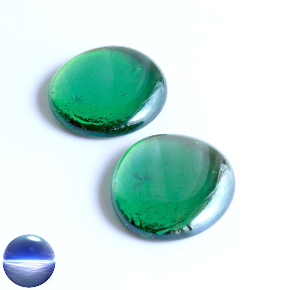 Glasnuggets - grün irisierend 45mm