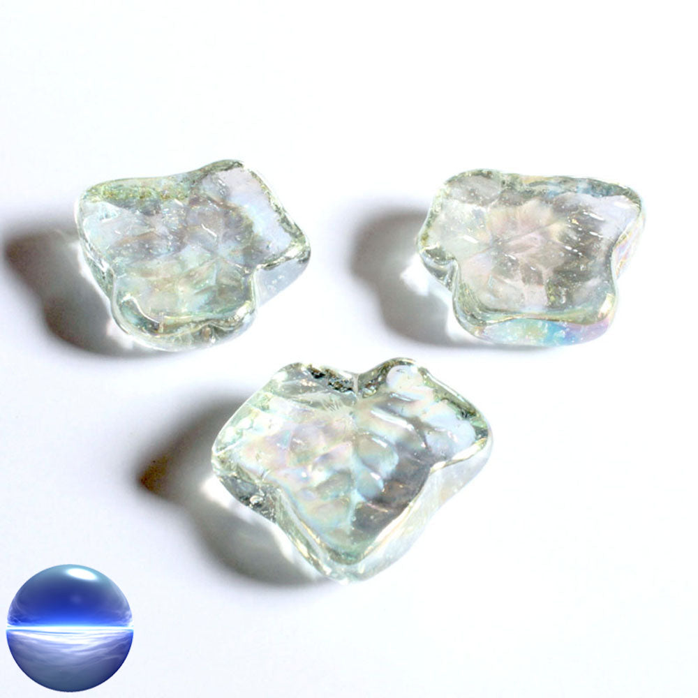 Glasnuggets Blatt klar irisierend
