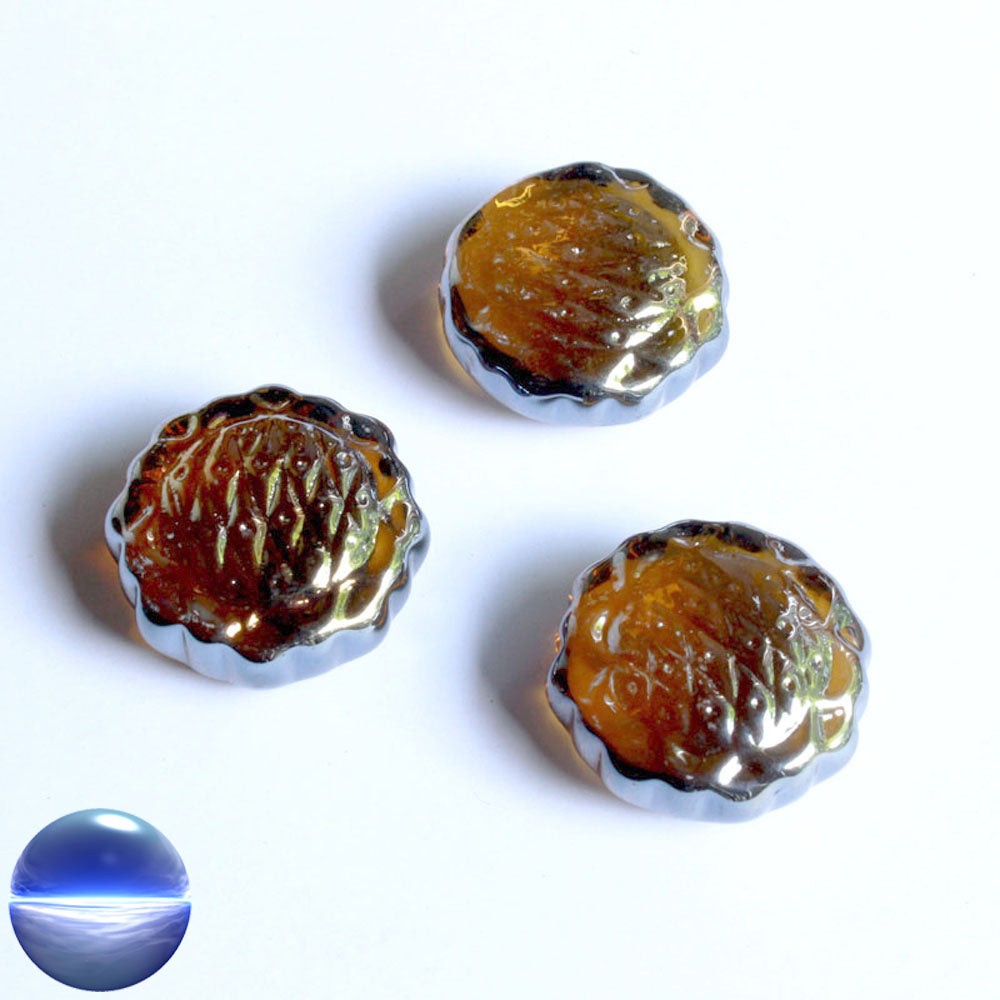 Glasnuggets Blume amber irisierend