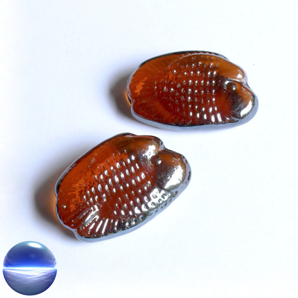 Glasnuggets Fisch lang amber irisierend