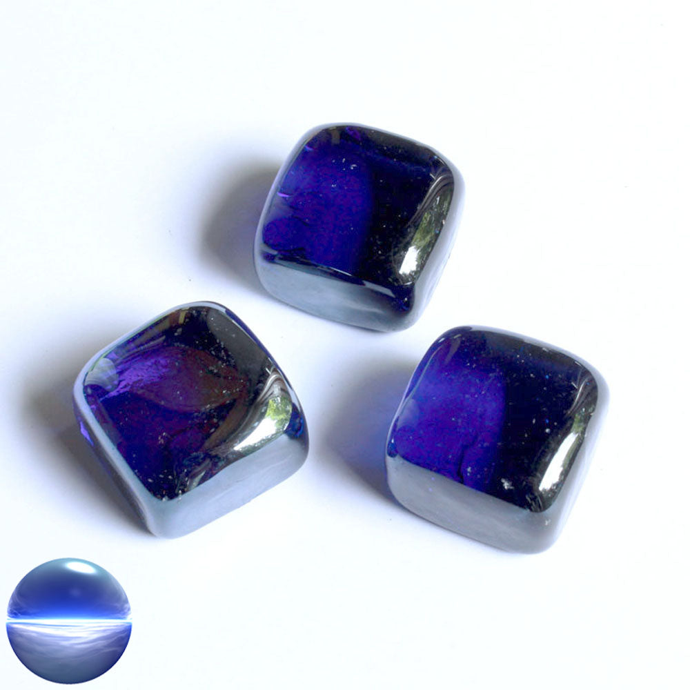 Glasnuggets Quadrat dunkelblau irisierend